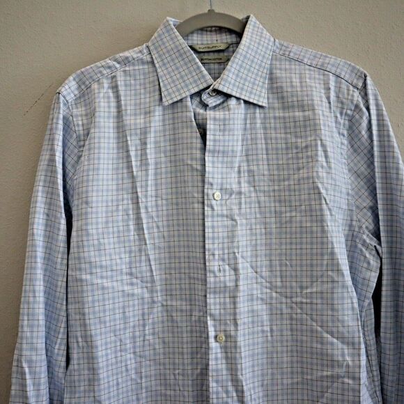 Suitsupply Men Sz 40-7 / 15 3/4L Plaid Egyptian Cotton Button Down L/S Shirt $12 - Picture 3 of 12
